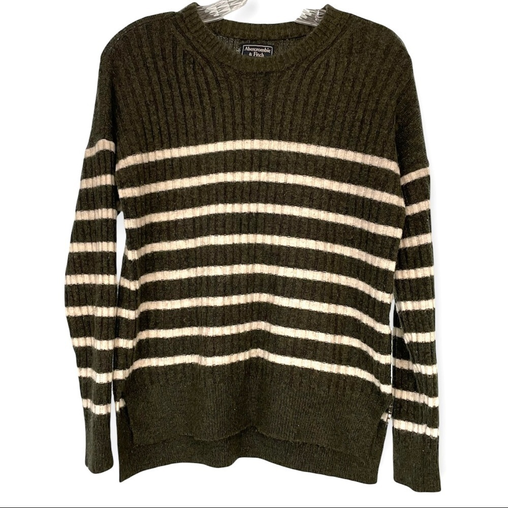 Abercrombie & Fitch Forest Green Striped Long Sleeve Sweater, Small​​​​​​​​​